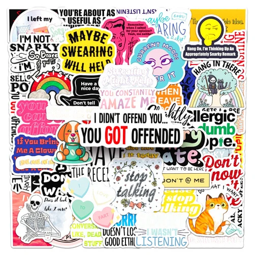 Jictegb 50pcs Snarky Stickers for Adults Funny Stickers Pack for Laptop Snarky Meme Sticker for Teens Water Bottle Hard Hat Phone Case Dark Humor Quote Vinyl Decals