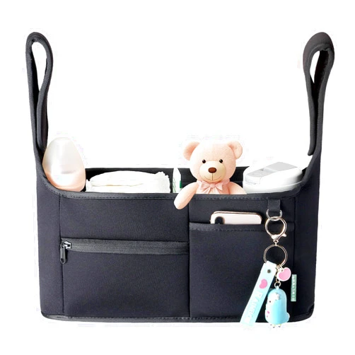 Vanleestar Stroller Organizer, New Fabric Design, Holds 2 Cup Holders for Baby Products, Multiple Pockets for Storing Diapers and Toys, Suitable for All Off-Road Models