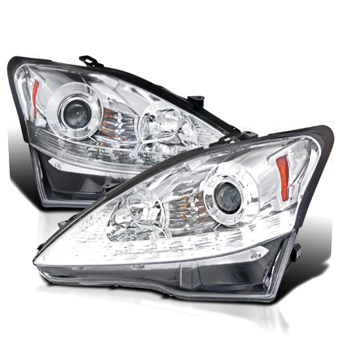 Spec-D Tuning SMD LED Turn Signal Chrome Projector Headlights Compatible with 2006-2010 Lexus IS250 IS350, Left + Right Pair Headlamps Assembly