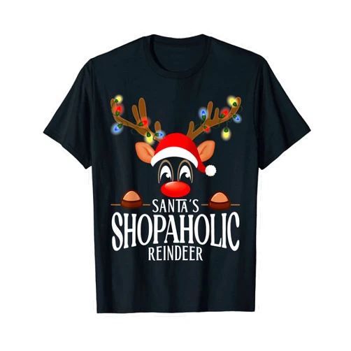99 Gifts X-Mas Reindeer Family Christmas Pajamas Santa's Shopaholic Reindeer Funny XMas Matching PJS T-Shirt