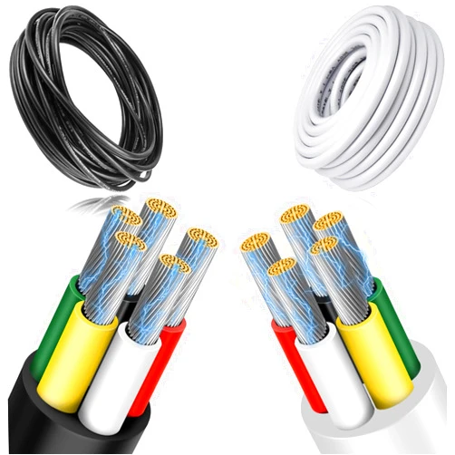 RESHAKE Black 16 Gauge 5 Conductor Wire 10FT and White 16 Gauge 5 Conductor Electrical Wire 16.4 FT