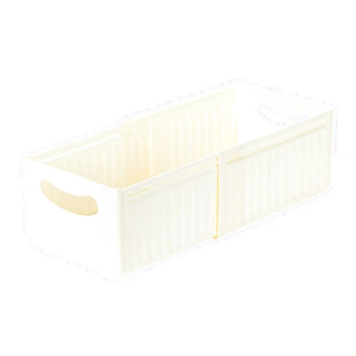 HNZIGE Large Plastic Organizer Bins with Handles, Drawer Organizer,Closet Organizers and Storage, Foldable Plastic Storage Bins for Shelves, Stackable Storage Drawers for Storage Organization Cream