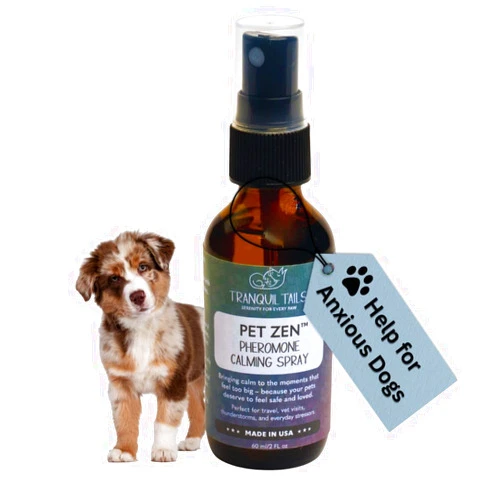 Tranquil Tails Pet Zen Pheromone Calming Spray for Dogs - Made in the USA - Alcohol-Free - for Carriers, Bedding, Travel & Vet Visits