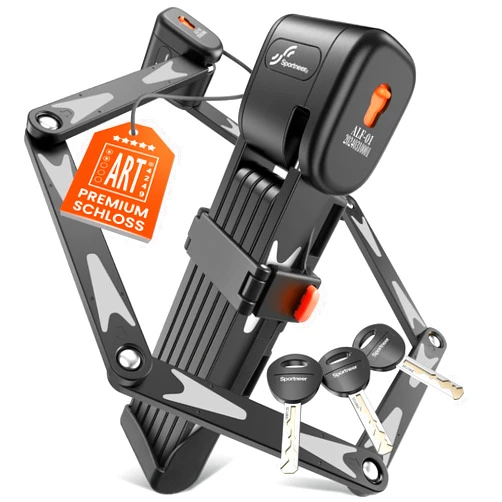 Sportneer Bike Lock - High Security Folding Bicycle Lock Art Certified - Bike Locks Heavy Duty Anti Theft with 3 Stainless Keys and Mount Bracket for Bicycles Scooter Ebike - 95m/3.12ft