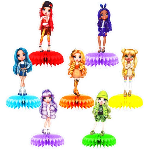 ZXFAMZUS Rainbow High Dolls Birthday Party Decorations, Rainbow High Dolls Party Supplies Honeycomb Centerpiece, 3D Table Decorations for Rainbow High Dolls Centerpieces Decorations