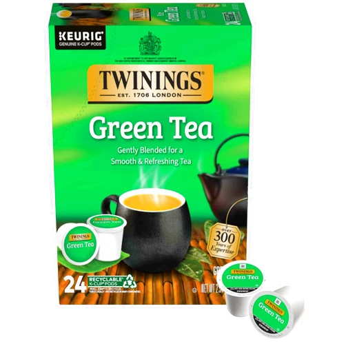 Twinings Green Tea K-Cup Pods for Keurig, 24 Count (Pack of 1), Smooth Flavour, Enticing Aroma, Caffeinated, Enjoy Hot or Iced