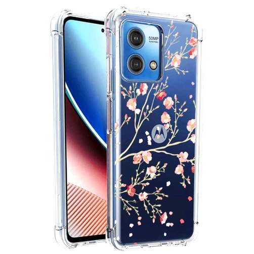 Lmposla for Moto G Stylus 4G 2023 Case, Shockproof Slim Ultra-Thin Flexible TPU Soft Silicone Airbag Anti-Drop Case Cover for Motorola Moto G Stylus 4G 2023 (Plum Blossom)