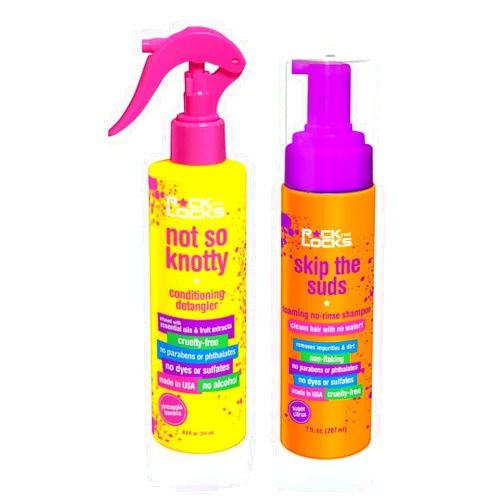 Piggy Paint Rock the Locks | Pineapple Banana Conditioning Detangler & Foaming Rinse-free Shampoo Bundle for Kids | 7 fl. oz | Conditions & Detanglers, No Parabens or Phthalates or Sulfates, Cruelty-free
