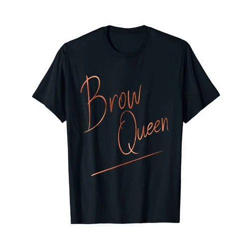Makeup Artist & Cosmetics Themed Beauty Gifts Brow Queen Ombre Handwriting T-Shirt - Makeup Artist Gift