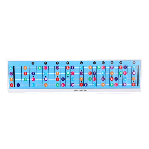 LiebeWH 4 String Bass Guitar Fretboard Note Chart Color Coded Scales for Beginner to Advanced Easy Read Learning Aid