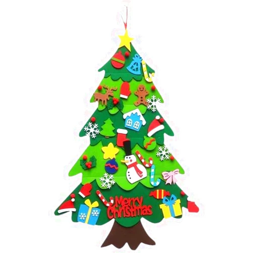ROYALSAFE Felt Christmas Tree Kit,Christmas Tree Wall Hanging with 32 Ornaments, Xmas Decor Gift, Christmas Home Decor