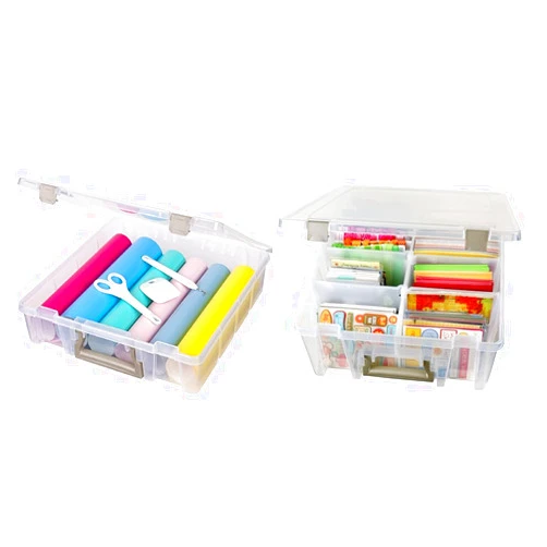 ArtBin Super Satchel 1-Compartment Box: Clear Art & Craft Organizer & Super Satchel Compartment Box - Stackable Durable Art Storage with 8 Removable Compartments, Smart