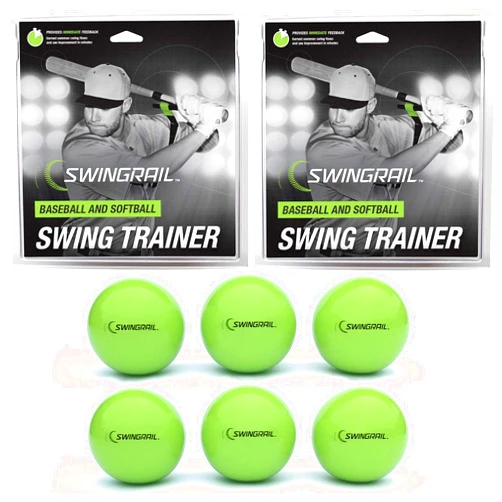 SWINGRAIL 2-Pack of SWINGRAIL Swing Trainers and 6-Pack of Weighted Training Balls