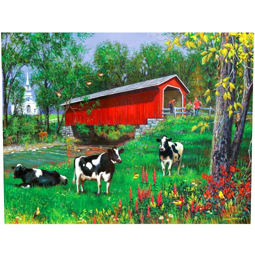 KI Puzzles 550 Piece Puzzle for Adults TIME for A Lil' Fishing by J. Charles 24X18 Country Life Jigsaw from KI Puzzles 24x18, 02637-SB