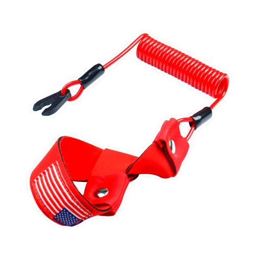 GZZTORES Boat Kill Switch Lanyard Suit for All Yamaha Jet Ski,Waverunner, Marine Outboard Motor Engine Cut Off Stop Tether Wrist Strap, EW2-68348-00-00 Replacement (RED with US Flag)