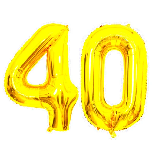 PatiCool Gold Number 40 Balloon, 40 Inch Large 40 Number Foil Mylar Balloons for 40th Women Men Birthday Party Celebration Decor Supplies,Big Digital Balloons for Wedding Anniversary Events Decor