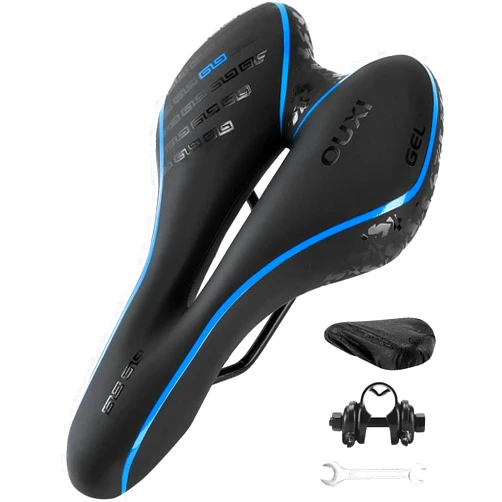 OUXI Comfort Bike Seat Comfortable Gel Bicycle Saddle Replacement Soft Padded with Shock Absorbing Waterproof for MTB Mountain Bike Road Bike Exercise Bike Men Women and Ladies