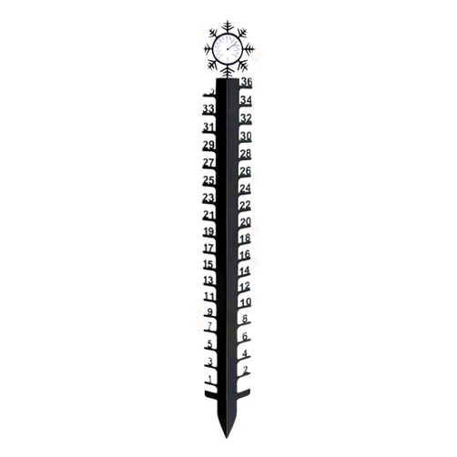 Searching Roads 36 inch Snow Gauge Outdoor with Thermometer, Metal Snow Gauge for Yard, Carbon Steel Snowflake Measuring Gauge Stick, Snow Depth Measure Ruler Christmas Decorations