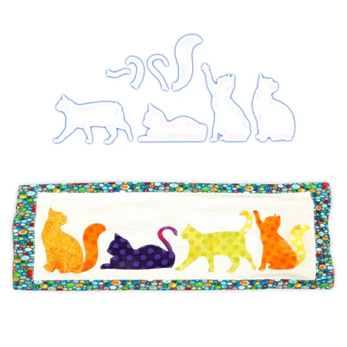 AYBAY Cute Cat Stencil Ruler, Reusable Cartoon Cat Pattern Craft, DIY Cat Quilting Kit, Precision Sewing Stencil Ruler, Wedding Fabric Quilt Making Supplies (B)
