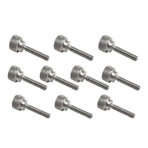 Taytools 10 Pack 8-32 x 3/4 Inch Threads 303 Stainless Steel Diamond Knurled Thumb Screws Knobs with Straight Shoulders Right-Hand Threads SAE Flat Tip Uncoated