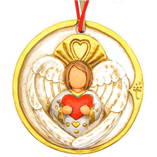 Guitla Medallion, Wall Decor, Polyresin Medal, Sculpted Hand-Painted Medallion, Home Decor (Angel of Love Red)