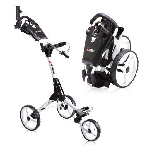 CUBE CART 3 Wheel Push Pull Golf CART - Two Step Open/Close - Smallest Folding Lightweight Golf CART in The World - Choose Color!