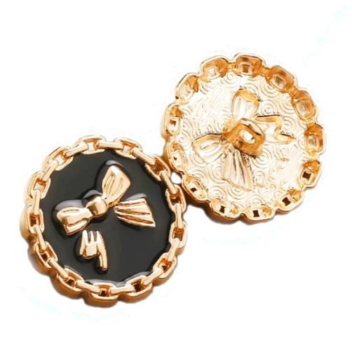 Clyaiylc 10PCS Black Metal Button, Circular Bow Button, Suitable for Sewing Outerwear Buttons (25mm/0.98inch)