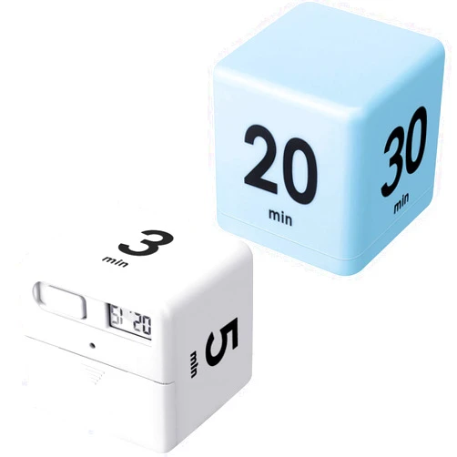 Weewooday 2 Pieces Cube Timers Gravity Sensor Flip Kids Workout and Game Timer Management, 1 3 5 10 Minutes and 15 20 30 60 Minutes(White, Blue)