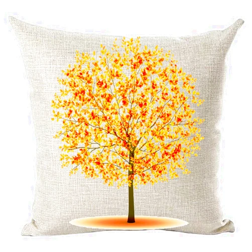 Ramirar Ink Painting Watercolor Yellow Orange Maple Tree Leaves Autumn Fall Y'all Decorative Throw Pillow Cover Case Home Living Room Bed Sofa Car Cotton Linen Square 18 x 18 Inch