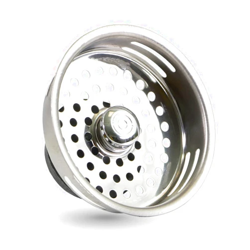 HIGHCRAFT 9843 Stainless Steel Kitchen Sink Strainer Basket-Replacement for Standard Drains (3-1/2 Inch) -Universal Style Rubber Stopper