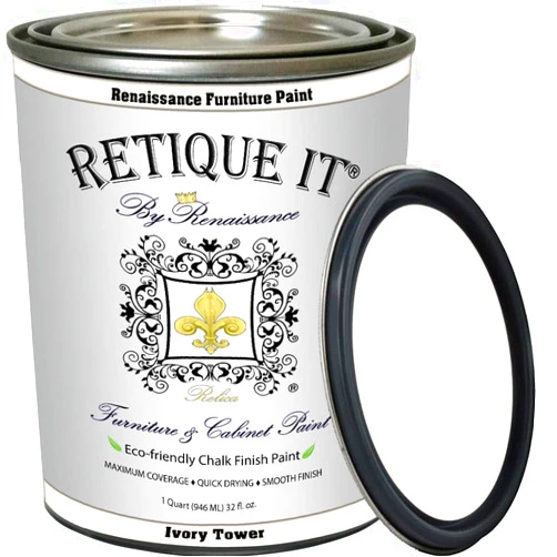 Retique It Chalk Furniture Acrylic Paint by Renaissance DIY, 32 oz (Quart), 32 Fl Oz, White
