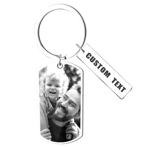 XzmaaoX Personalized Custom Keychain With Picture, Custom Photo Keychain With Text, Stainless Steel Dog Tag Pendant Keychain