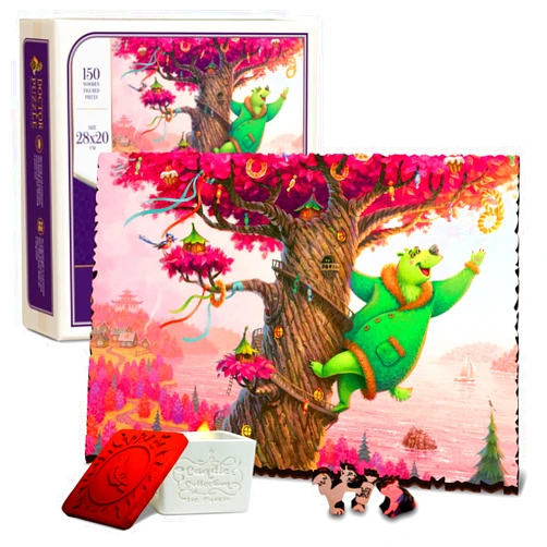 Doctor Puzzle Philosophy of the game Doctor Puzzle Wooden Double-Sided Jigsaw Puzzles for Adults and Teens- with Natural Aroma Candle - The Wishing Tree, 150 Pieces - Unique Shape, Best Premium Gift