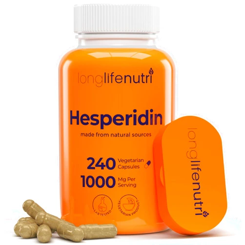 LongLifeNutri Hesperidin 1000mg, 240 Capsules (4 Month Supply), Supports Cardiovascular Health, Blood Pressure & Circulation, Immune Support, Potent Antioxidant & Vascular Function Benefits, Made in USA