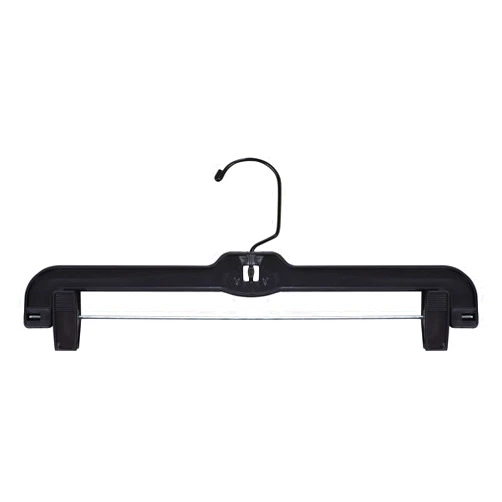 NAHANCO 2600PCBH Plastic Skirt/Pant Hanger with Black Metal Hook and Plastic Pinch Clips, Heavy Weight, 14