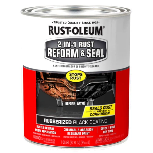 Rust-Oleum 344763 Automotive 2-in-1 Rust Reform & Seal, Quart, Black, 32 Fl Oz (Pack of 1)