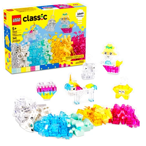 LEGO Classic Magical Transparent Box - Preschool Learning Toy for Boys and Girls, Ages 5+ - Gift for Easter - Beginner Construction Set - Colorful Building Bricks Toy - 11040