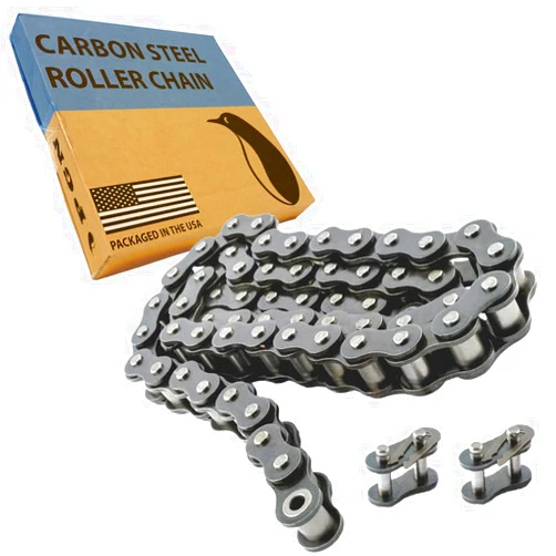 PGN Bearings PGN #80 Roller Chain - 10 Feet + 2 Free Connecting Links - Carbon Steel Chain - 119 Links