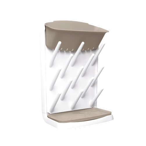 Ubbi Vertical Baby Bottle Drying Rack, Space Saving Countertop Drying Rack Baby Accessory, Taupe