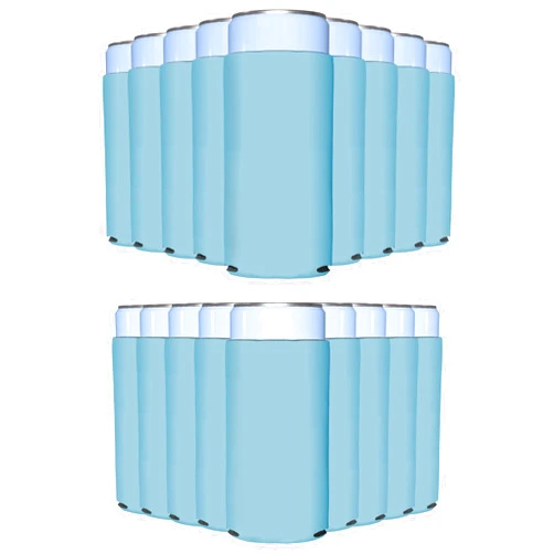 PartyPrints 1000 Pack Placid Blue Blank Slim Can Cooler Sleeves, Customizable Bulk Sublimation Can Coolers, Extra-Thick Collapsible Drink Insulator Sleeve, Beer Can Coolers for Party Beverages