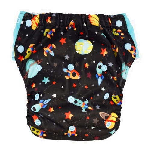 Ecoable Hybrid Cloth Diaper - Reusable Training Pants, Swim Diaper, Special Needs Briefs, Fits from Baby up to 10 Years (Size 3, Blast Off)