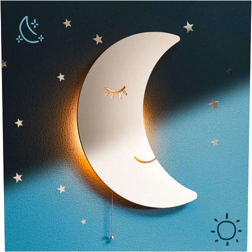 Tip perk Moon Light - Floating Moon Wall Lamp For Nursery | Cute Floating Moon Lamp For Kids Bedroom | Battery-operated Hanging Moon Night Lights | Cordless Moon Lights For Bedroom | Moon Lamp For Baby Nursery