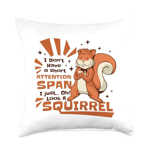 Squirrel Costume Plush Accessory Gifts for Adults Don't Have A Short Attention Span Japanese Fox Squirrel Throw Pillow, 18x18, Multicolor