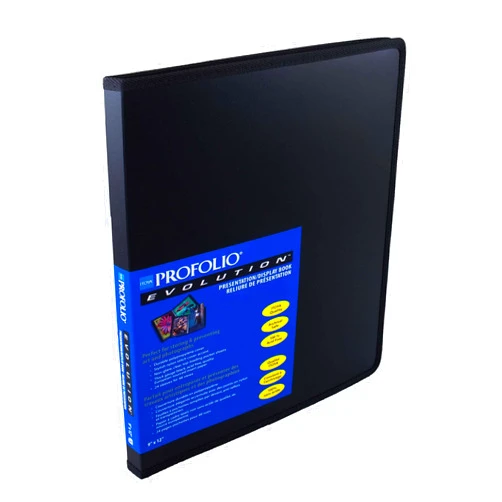 Itoya ProFolio Evolution 9x12 Black Photo Album Book with 48 Pages - Protective Plastic Sleeves for Safe Document Storage
