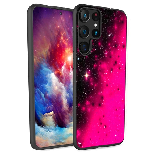 BFUKVOU Compatible with Galaxy S22 Ultra Case,Premium Soft Silicone Rubber Full-Body Protective Bumper Case for Samsung Galaxy S22 Ultra 6.8 Inch 2022,Black and Pink Glitter BFSF Galaxy S22 Ultra 7-362