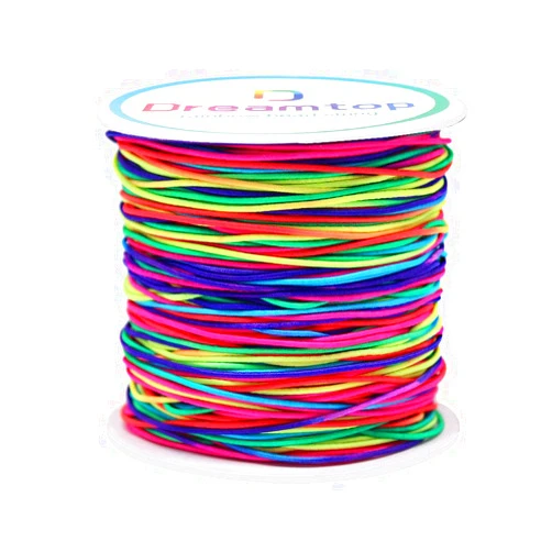 Dreamtop 1mm Stretchy Bracelet String, 100 Meters Rainbow Bead String Elastic String for Bracelet, Pony Bead String Elastic Cord for Jewelry Bracelet Making, Necklace String and Crafts, 109 Yard