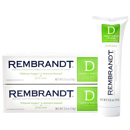 Rembrandt Deeply White + Peroxide Whitening Toothpaste, Fresh Mint Flavor, 2.6 Ounce (Pack of 2)