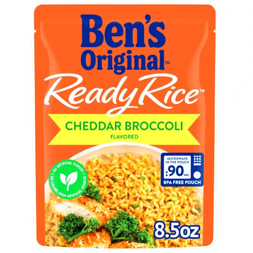 BEN'S ORIGINAL Ready Rice Cheddar Broccoli Flavored Rice, Easy Dinner Side, 8.5 oz Pouch