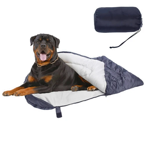 VanRolldex Dog Sleeping Bag, Waterproof Travel Warm Portable Dog Bed with Storage Bag for Indoor Outdoor Warm Camping Hiking Backpacking(Grey)