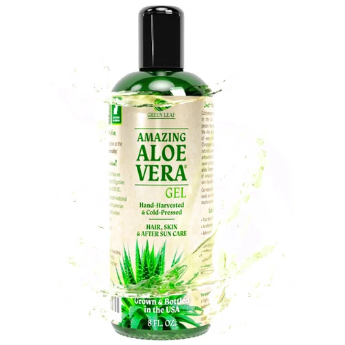 Green Leaf Naturals Amazing Aloe Vera Gel, Freshly Cut 100% Pure Aloe - Premium Quality, USA Grown, Vegan, Unscented - Natural Sunburn Relief, Skin Care, Face & Hair Care